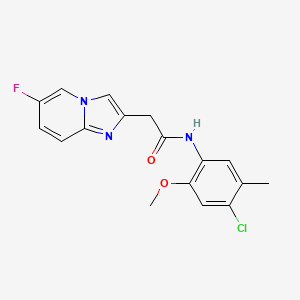 molecular formula C17H15ClFN3O2 B7548602 N~1~-(4-chloro-2-methoxy-5-methylphenyl)-2-(6-fluoroimidazo[1,2-a]pyridin-2-yl)acetamide 
