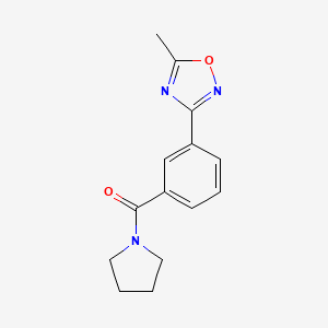 molecular formula C14H15N3O2 B7548632 [3-(5-Methyl-1,2,4-oxadiazol-3-yl)phenyl](1-pyrrolidinyl)methanone 