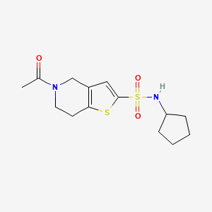 molecular formula C14H20N2O3S2 B7548643 5-acetyl-N-cyclopentyl-6,7-dihydro-4H-thieno[3,2-c]pyridine-2-sulfonamide 