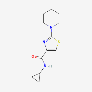 molecular formula C12H17N3OS B7548674 N~4~-cyclopropyl-2-piperidino-1,3-thiazole-4-carboxamide 