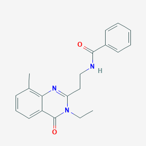 molecular formula C20H21N3O2 B7548686 N~1~-[2-(3-ethyl-8-methyl-4-oxo-3,4-dihydro-2-quinazolinyl)ethyl]benzamide 