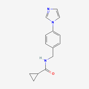 molecular formula C14H15N3O B7548700 N-[(4-imidazol-1-ylphenyl)methyl]cyclopropanecarboxamide 