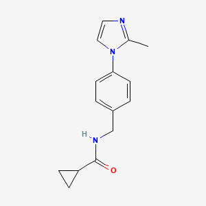 molecular formula C15H17N3O B7548713 N-[[4-(2-methylimidazol-1-yl)phenyl]methyl]cyclopropanecarboxamide 