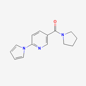 molecular formula C14H15N3O B7548720 1-pyrrolidinyl[6-(1H-pyrrol-1-yl)-3-pyridyl]methanone 