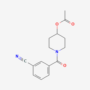 molecular formula C15H16N2O3 B7548837 1-(3-Cyanobenzoyl)-4-piperidyl acetate 