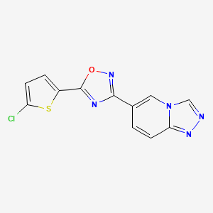 molecular formula C12H6ClN5OS B7548857 6-[5-(5-Chloro-2-thienyl)-1,2,4-oxadiazol-3-yl][1,2,4]triazolo[4,3-a]pyridine 