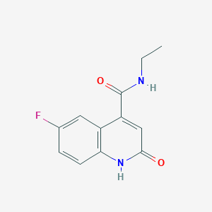 molecular formula C12H11FN2O2 B7548878 N~4~-ethyl-6-fluoro-2-hydroxy-4-quinolinecarboxamide 