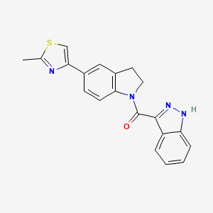 molecular formula C20H16N4OS B7548916 3-{[5-(2-methyl-1,3-thiazol-4-yl)-2,3-dihydro-1H-indol-1-yl]carbonyl}-1H-indazole 