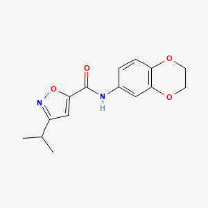 molecular formula C15H16N2O4 B7548964 N~5~-(2,3-dihydro-1,4-benzodioxin-6-yl)-3-isopropyl-5-isoxazolecarboxamide 