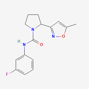 molecular formula C15H16FN3O2 B7548974 N~1~-(3-fluorophenyl)-2-(5-methyl-3-isoxazolyl)-1-pyrrolidinecarboxamide 