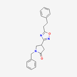 molecular formula C21H21N3O2 B7548988 1-Benzyl-4-(5-phenethyl-1,2,4-oxadiazol-3-yl)-2-pyrrolidinone 