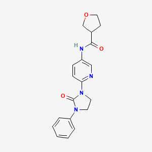 molecular formula C19H20N4O3 B7549012 N-[6-(2-oxo-3-phenyl-1-imidazolidinyl)-3-pyridyl]tetrahydro-3-furancarboxamide 