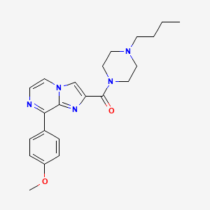 molecular formula C22H27N5O2 B7549017 2-[(4-Butylpiperazin-1-yl)carbonyl]-8-(4-methoxyphenyl)imidazo[1,2-a]pyrazine 