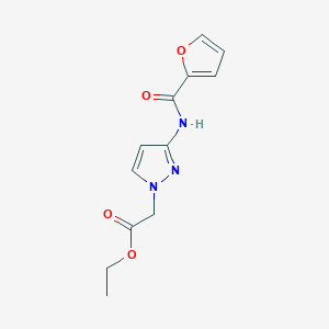 molecular formula C12H13N3O4 B7549024 1H-Pyrazole-1-acetic acid, 3-[(2-furanylcarbonyl)amino]-, ethyl ester 