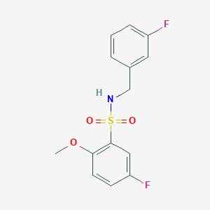 molecular formula C14H13F2NO3S B7549046 5-fluoro-N-[(3-fluorophenyl)methyl]-2-methoxybenzenesulfonamide 