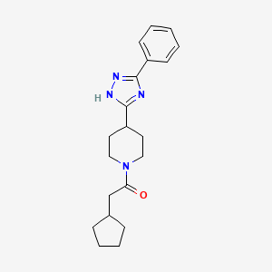 2-cyclopentyl-1-[4-(5-phenyl-4H-1,2,4-triazol-3-yl)piperidino]-1-ethanone