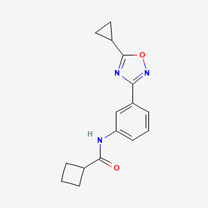 molecular formula C16H17N3O2 B7549133 N-[3-(5-cyclopropyl-1,2,4-oxadiazol-3-yl)phenyl]cyclobutanecarboxamide 