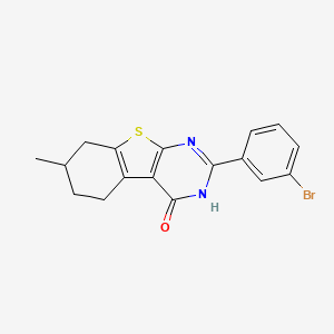 molecular formula C17H15BrN2OS B7549139 2-(3-bromophenyl)-7-methyl-5,6,7,8-tetrahydro-3H-[1]benzothiolo[2,3-d]pyrimidin-4-one 