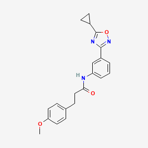 molecular formula C21H21N3O3 B7549142 N-[3-(5-cyclopropyl-1,2,4-oxadiazol-3-yl)phenyl]-3-(4-methoxyphenyl)propanamide 