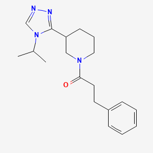 molecular formula C19H26N4O B7549176 1-[3-(4-isopropyl-4H-1,2,4-triazol-3-yl)piperidino]-3-phenyl-1-propanone 