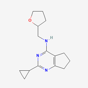 molecular formula C15H21N3O B7549192 N-(2-cyclopropyl-6,7-dihydro-5H-cyclopenta[d]pyrimidin-4-yl)-N-tetrahydro-2-furanylmethylamine 