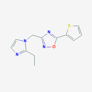 molecular formula C12H12N4OS B7549216 3-[(2-ethyl-1H-imidazol-1-yl)methyl]-5-(2-thienyl)-1,2,4-oxadiazole 