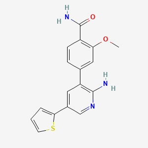 molecular formula C17H15N3O2S B7549346 4-(2-Amino-5-thiophen-2-ylpyridin-3-yl)-2-methoxybenzamide 