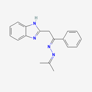 (Z)-N-[(Z)-[2-(1H-benzimidazol-2-yl)-1-phenylethylidene]amino]propan-2-imine