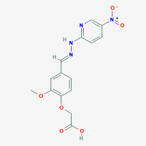 2-[2-methoxy-4-[(E)-[(5-nitropyridin-2-yl)hydrazinylidene]methyl]phenoxy]acetic acid