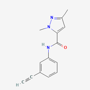 molecular formula C14H13N3O B7549498 N-(3-ethynylphenyl)-1,3-dimethyl-1H-pyrazole-5-carboxamide 