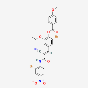 molecular formula C26H19Br2N3O7 B7549514 [2-bromo-4-[(E)-3-(2-bromo-4-nitroanilino)-2-cyano-3-oxoprop-1-enyl]-6-ethoxyphenyl] 4-methoxybenzoate 