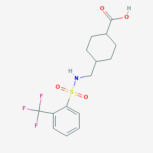 molecular formula C15H18F3NO4S B7549522 4-[[[2-(Trifluoromethyl)phenyl]sulfonylamino]methyl]cyclohexane-1-carboxylic acid 