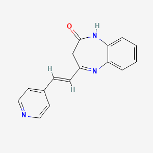 molecular formula C16H13N3O B7549555 4-[(E)-2-pyridin-4-ylethenyl]-1,3-dihydro-1,5-benzodiazepin-2-one 
