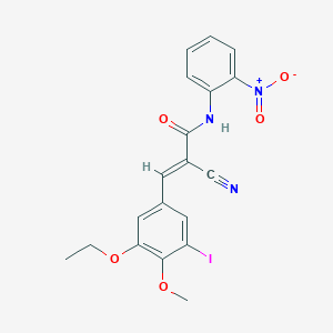 molecular formula C19H16IN3O5 B7549576 (E)-2-cyano-3-(3-ethoxy-5-iodo-4-methoxyphenyl)-N-(2-nitrophenyl)prop-2-enamide 