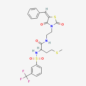N-[2-[(5E)-5-benzylidene-2,4-dioxo-1,3-thiazolidin-3-yl]ethyl]-4-methylsulfanyl-2-[[3-(trifluoromethyl)phenyl]sulfonylamino]butanamide