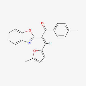 molecular formula C22H17NO3 B7549714 (E)-2-(1,3-benzoxazol-2-yl)-3-(5-methylfuran-2-yl)-1-(4-methylphenyl)prop-2-en-1-one 