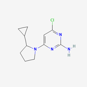molecular formula C11H15ClN4 B7549764 4-Chloro-6-(2-cyclopropyl-1-pyrrolidinyl)-2-pyrimidinamine 