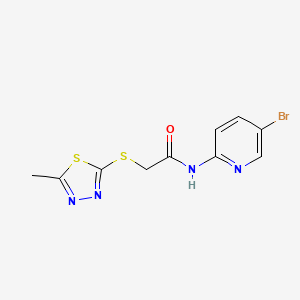 molecular formula C10H9BrN4OS2 B7549862 N-(5-bromopyridin-2-yl)-2-[(5-methyl-1,3,4-thiadiazol-2-yl)sulfanyl]acetamide 