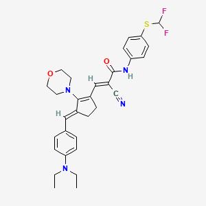 molecular formula C31H34F2N4O2S B7549910 (E)-2-cyano-3-[(3E)-3-[[4-(diethylamino)phenyl]methylidene]-2-morpholin-4-ylcyclopenten-1-yl]-N-[4-(difluoromethylsulfanyl)phenyl]prop-2-enamide 