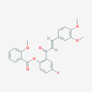 molecular formula C25H21FO6 B7549972 2-[(2E)-3-(3,4-dimethoxyphenyl)prop-2-enoyl]-4-fluorophenyl 2-methoxybenzoate 