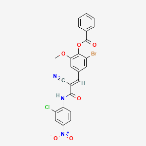 molecular formula C24H15BrClN3O6 B7549977 [2-bromo-4-[(E)-3-(2-chloro-4-nitroanilino)-2-cyano-3-oxoprop-1-enyl]-6-methoxyphenyl] benzoate 