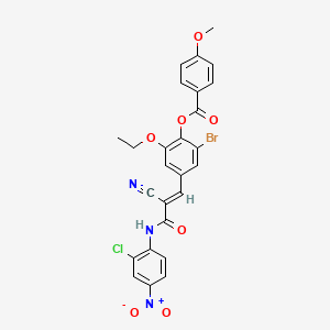 molecular formula C26H19BrClN3O7 B7550017 [2-bromo-4-[(E)-3-(2-chloro-4-nitroanilino)-2-cyano-3-oxoprop-1-enyl]-6-ethoxyphenyl] 4-methoxybenzoate 