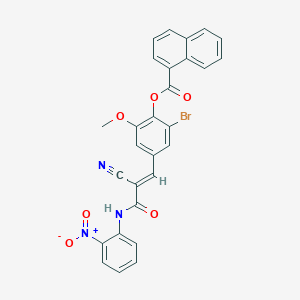 molecular formula C28H18BrN3O6 B7550030 [2-bromo-4-[(E)-2-cyano-3-(2-nitroanilino)-3-oxoprop-1-enyl]-6-methoxyphenyl] naphthalene-1-carboxylate 
