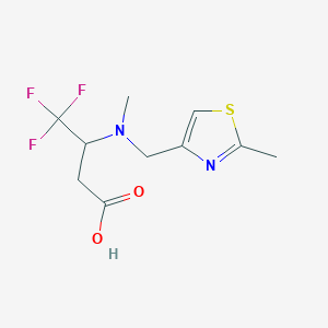 molecular formula C10H13F3N2O2S B7550045 4,4,4-Trifluoro-3-[methyl-[(2-methyl-1,3-thiazol-4-yl)methyl]amino]butanoic acid 