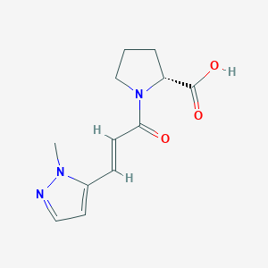 molecular formula C12H15N3O3 B7550053 (2R)-1-[(E)-3-(2-methylpyrazol-3-yl)prop-2-enoyl]pyrrolidine-2-carboxylic acid 