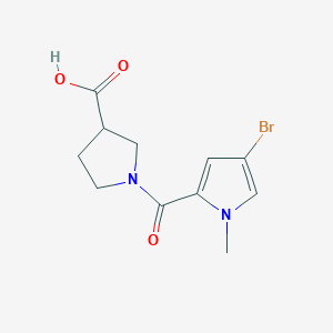 molecular formula C11H13BrN2O3 B7550060 1-(4-Bromo-1-methylpyrrole-2-carbonyl)pyrrolidine-3-carboxylic acid 