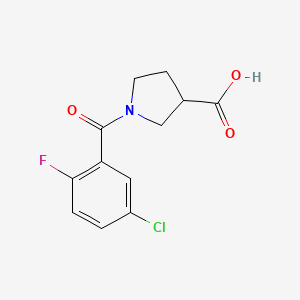 molecular formula C12H11ClFNO3 B7550094 1-(5-Chloro-2-fluorobenzoyl)pyrrolidine-3-carboxylic acid 
