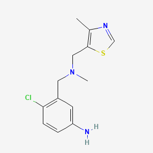 molecular formula C13H16ClN3S B7550132 4-Chloro-3-[[methyl-[(4-methyl-1,3-thiazol-5-yl)methyl]amino]methyl]aniline 