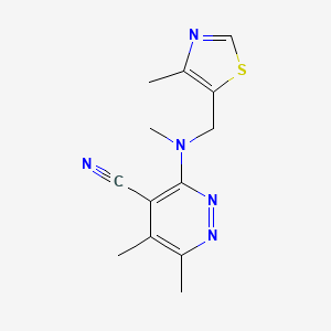 molecular formula C13H15N5S B7550139 5,6-Dimethyl-3-[methyl-[(4-methyl-1,3-thiazol-5-yl)methyl]amino]pyridazine-4-carbonitrile 