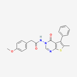 molecular formula C22H19N3O3S B7550167 2-(4-methoxyphenyl)-N-(6-methyl-4-oxo-5-phenylthieno[2,3-d]pyrimidin-3-yl)acetamide 